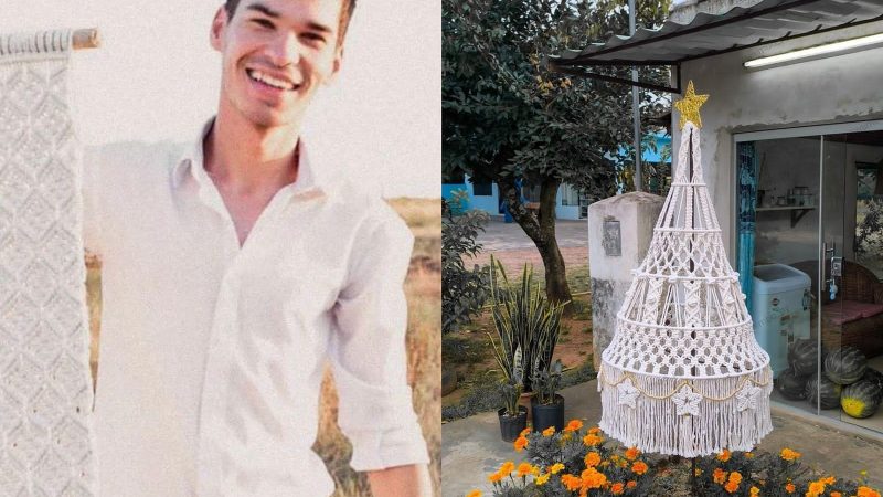 Joven itapuense se destaca tras crear un arbolito hecho de macramé