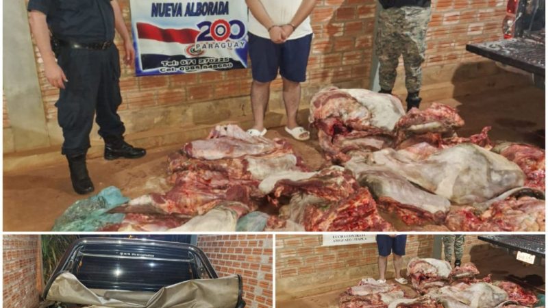 Detienen a un joven con varios kilos de carne, producto del abigeato