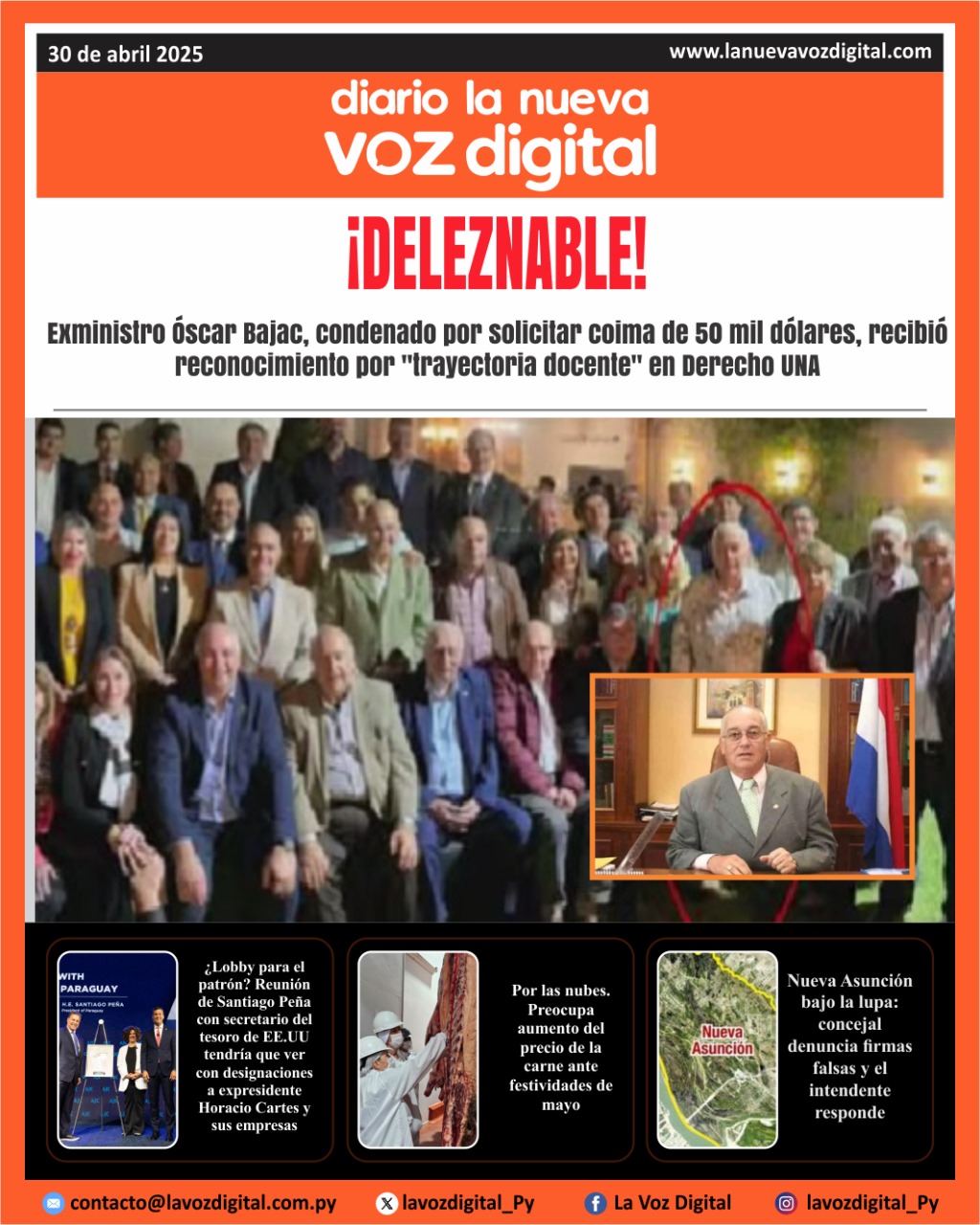 ¡Buen día!🌞 🇵🇾✨  Compartimos la portada de hoy, 30/04/2025