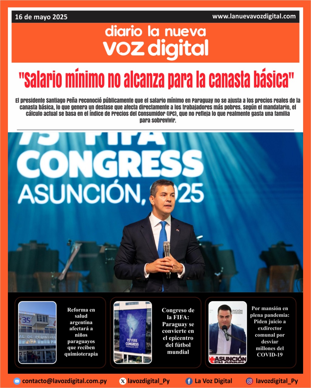 Tapa del Diario 16-05-2025