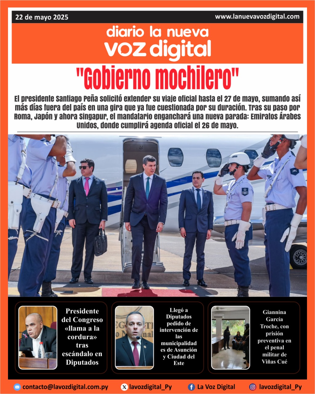 Tapa del Diario 22-05-2025