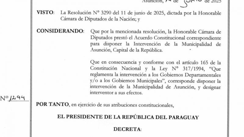 Peña designa interventores para las municipalidades de Asunción y Ciudad del Este