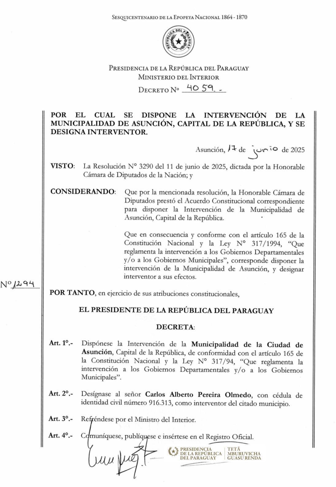 Peña designa interventores para las municipalidades de Asunción y Ciudad del Este