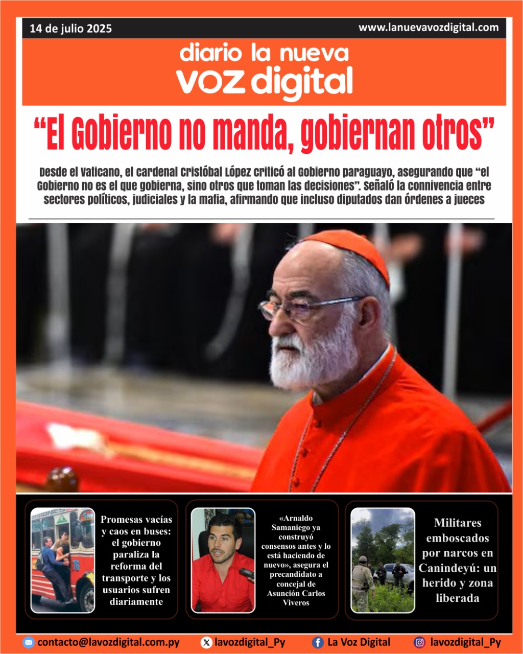 Tapa del 14 de julio del 2025