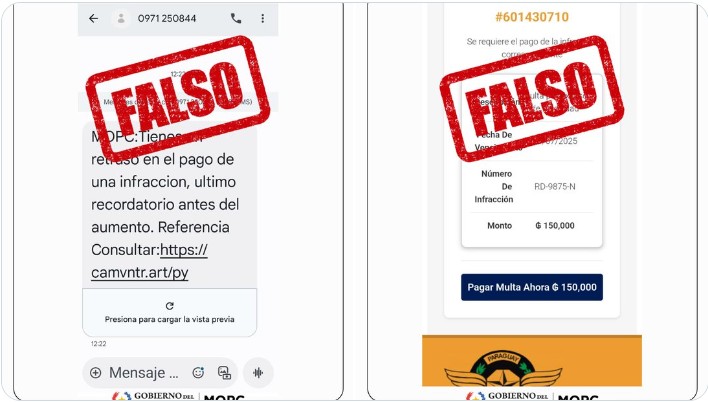 ¡Multas truchas! Alertan sobre nueva estafa usando el nombre de la Patrulla Caminera