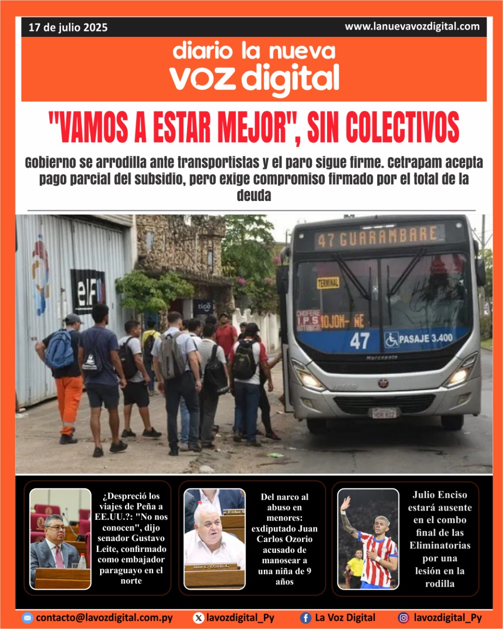 Tapa del 17 de julio del 2025