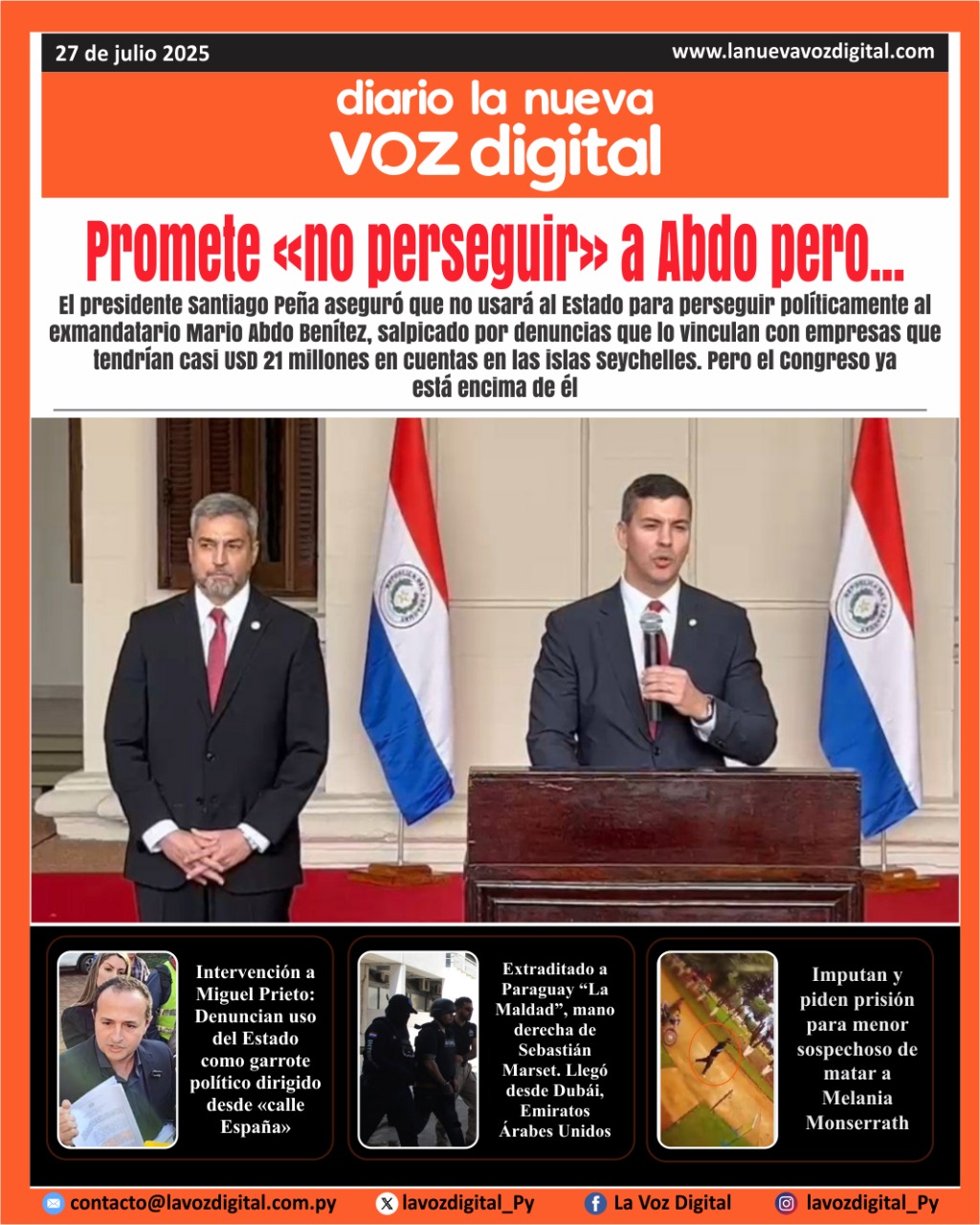 Tapa del 27 de julio del 2025