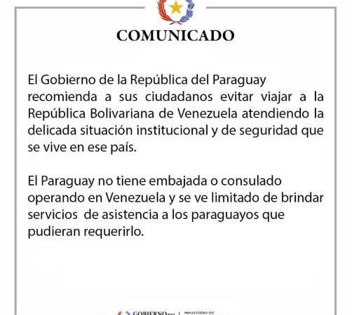Cancillería recomienda evitar viajes a Venezuela por razones de seguridad