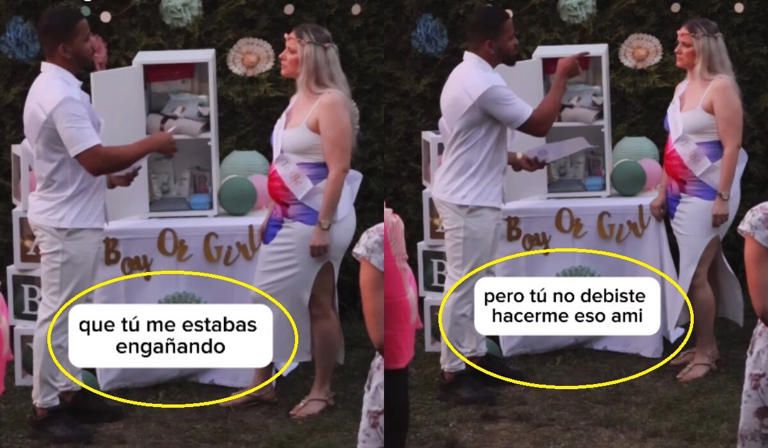 Escándalo en plena revelación de género: esposo expone infidelidad y arruina la fiesta