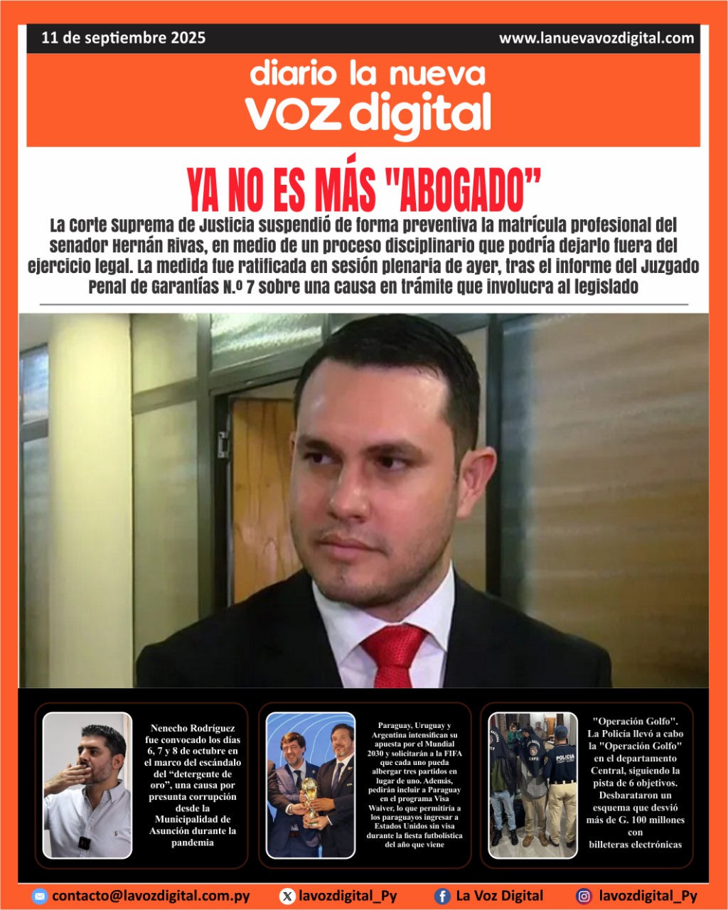 Tapa del 11 de septiembre del 2025