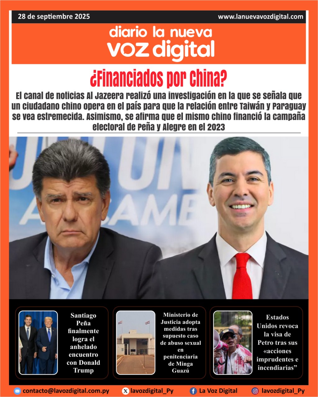 Tapa del 28 de septiembre del 2025