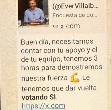 Senador Villalba denuncia bajada de línea del TSJE en grupos de WhatsApp