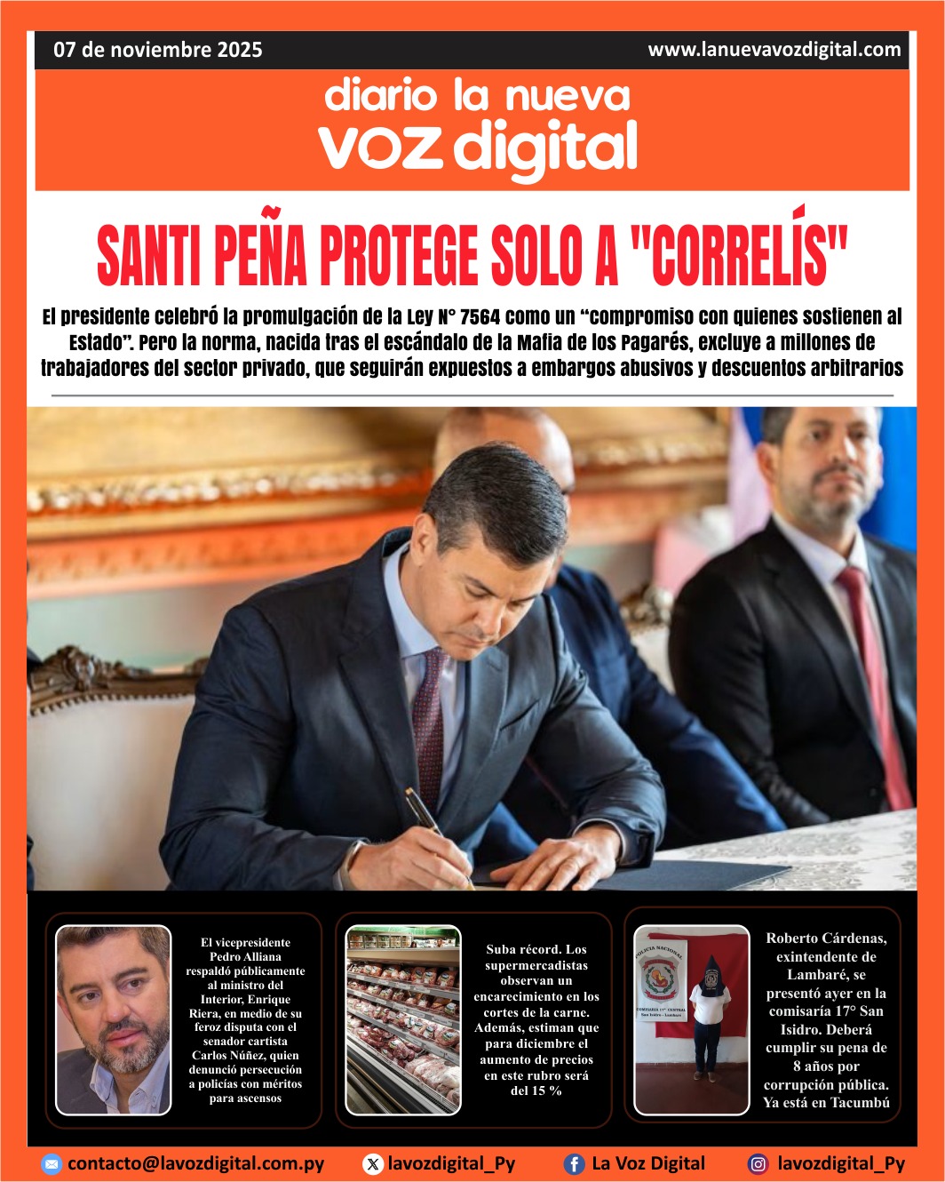 Tapa del 7 de noviembre del 2025