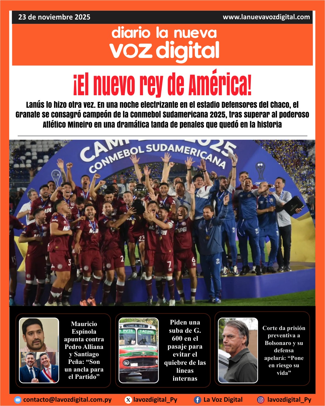 Tapa del 23 de noviembre del 2025