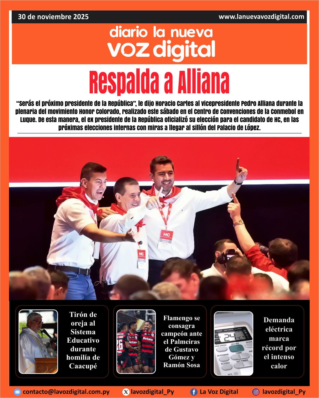 Tapa del 30 de noviembre del 2025