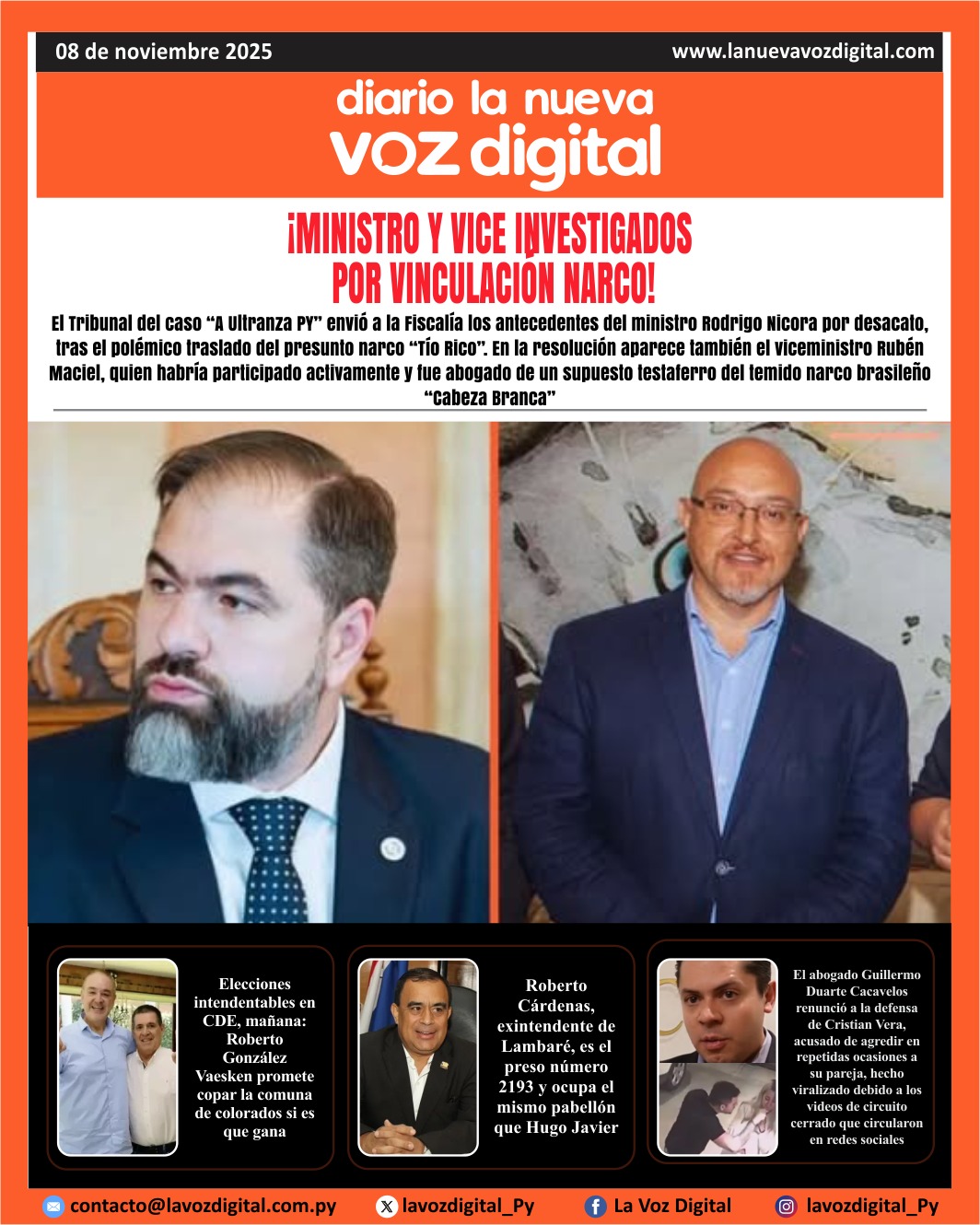 Tapa del 8 de noviembre del 2025