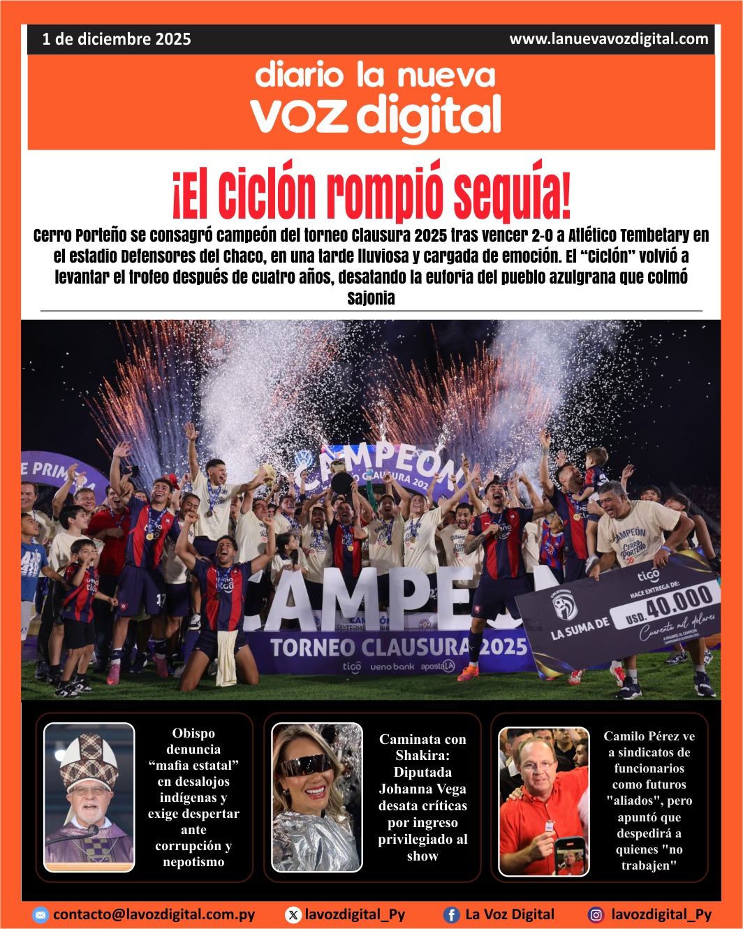 Tapa del 1 de diciembre del 2025