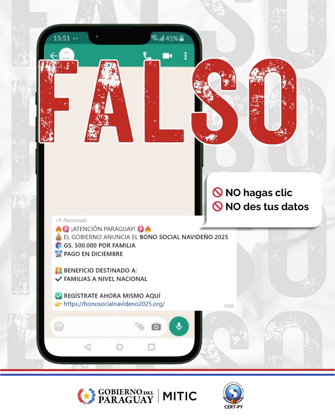 Advierten de falso Bono social navideño en nombre del Gobierno