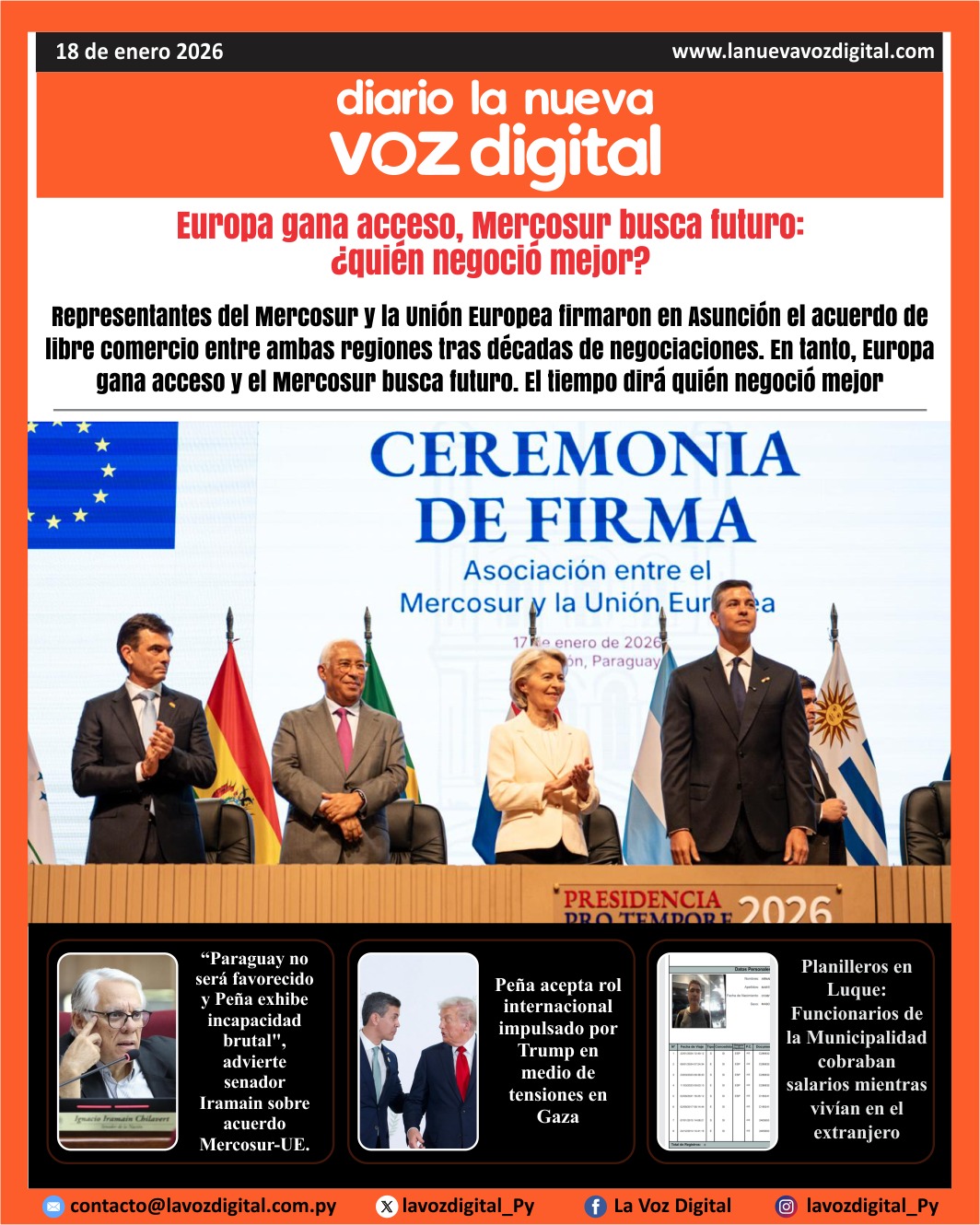 Tapa del 18 de enero del 2026