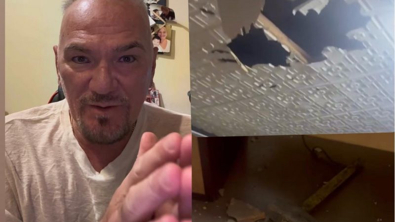 Luis Calderini denunció que un mazo se cayó  sobre su oficina y su vida corrió peligro