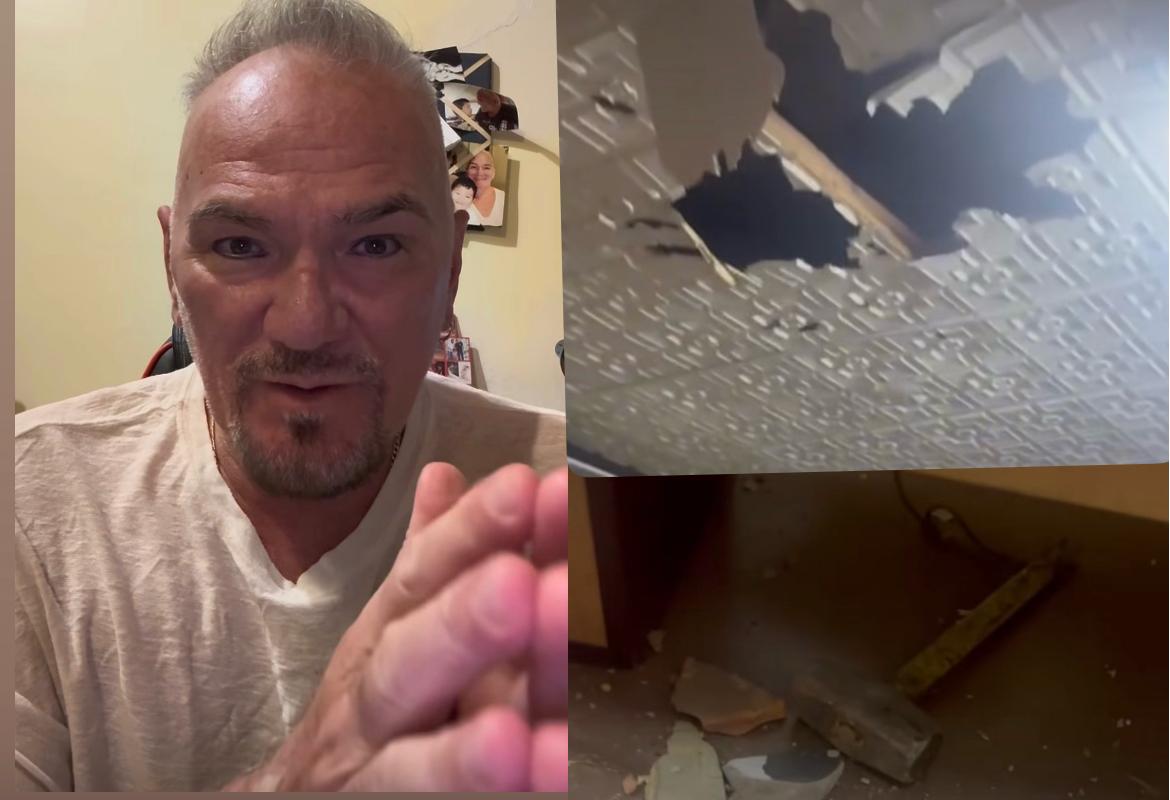 Luis Calderini denunció que un mazo se cayó  sobre su oficina y su vida corrió peligro