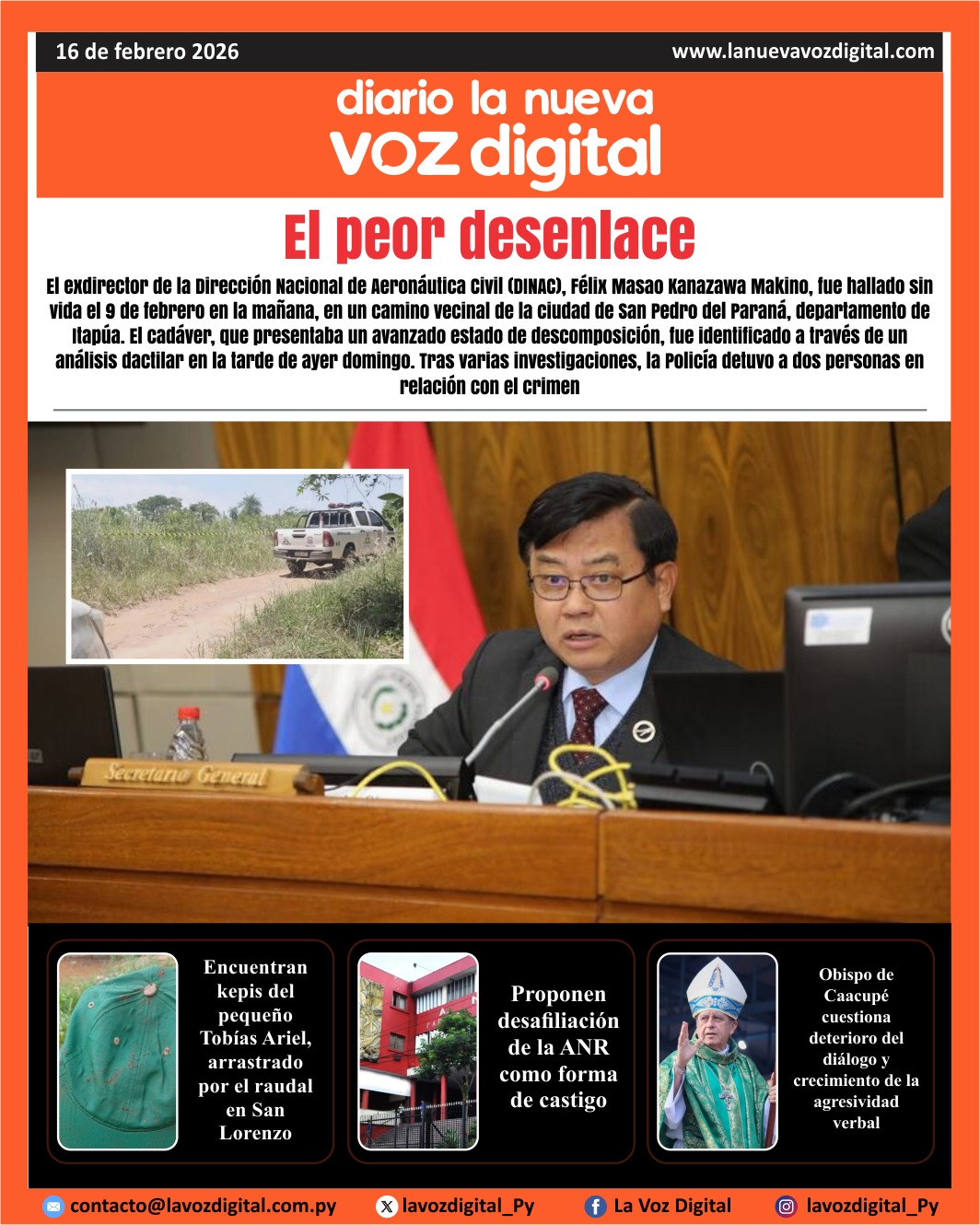 Tapa del 16 de febrero del 2026